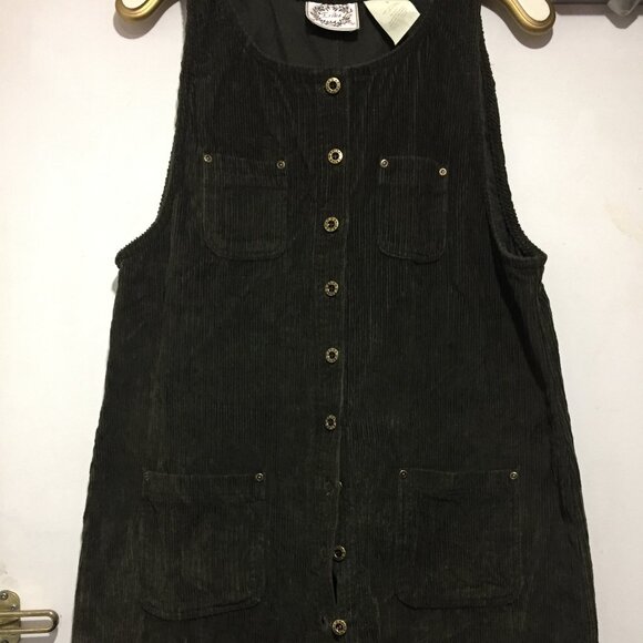 VINTAGE ERIKA CORDUROY SLEEVELESS DRESSES SIZE L - Picture 6 of 7